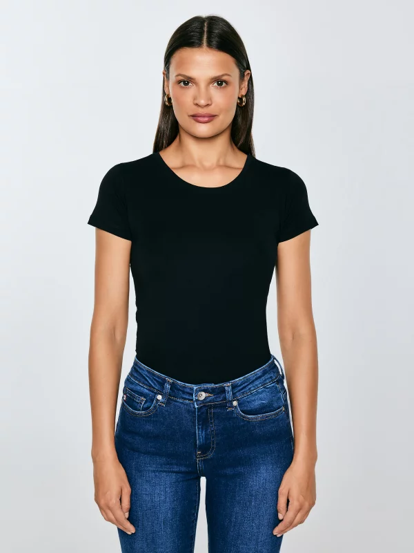 Koszulka damska slim z bawełny supima czarna Supiclassica 906