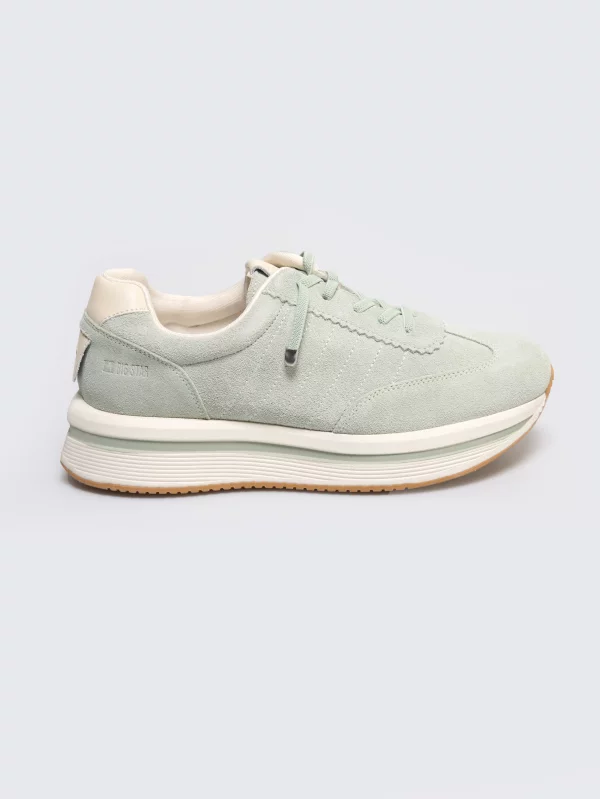 Sneakersy damskie ze skóry naturalnej pistacjowe RR274A350 300