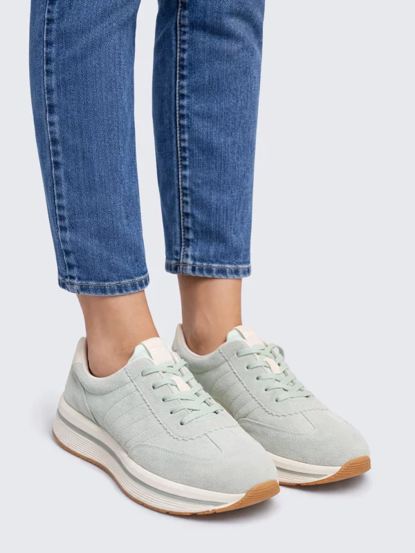 Sneakersy damskie ze skóry naturalnej pistacjowe RR274A350 300