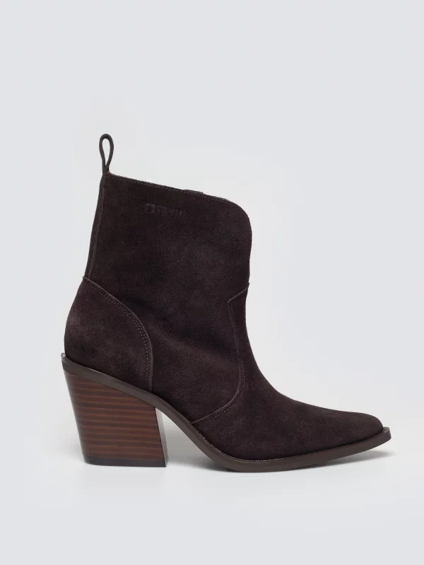 Botki damskie ze skóry zamszowej brązowe TT274956 803