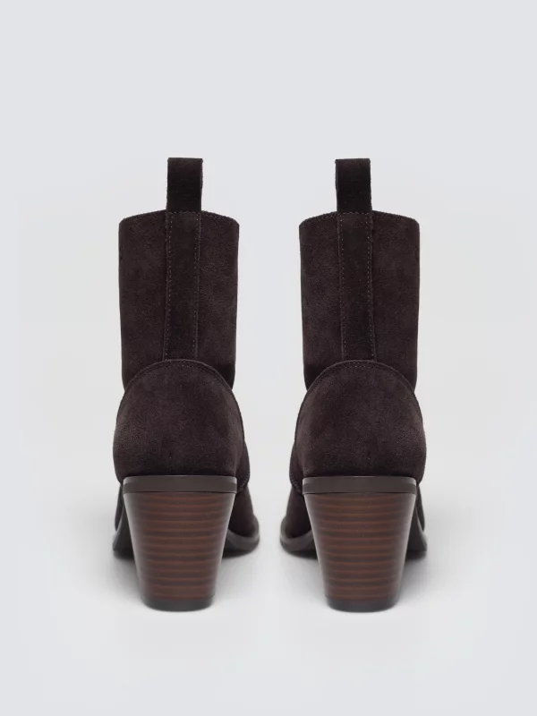 Botki damskie ze skóry zamszowej brązowe TT274956 803