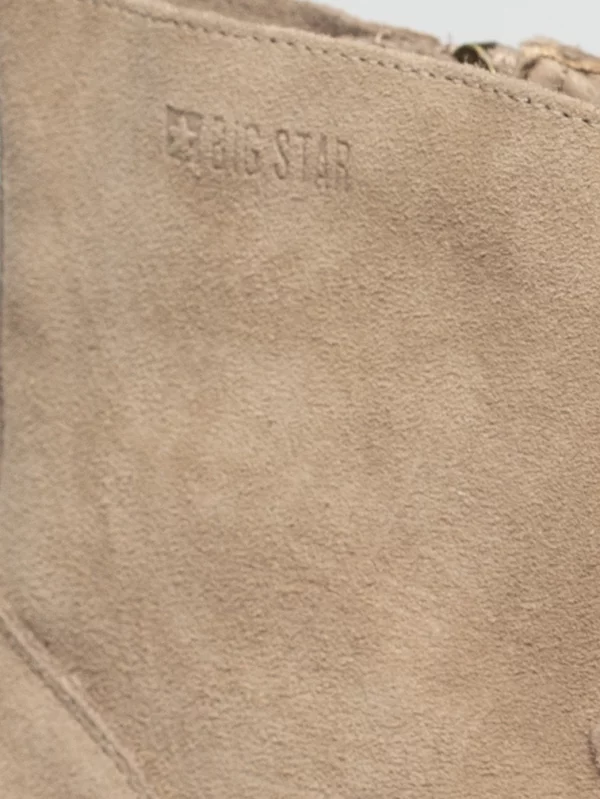 Botki damskie ze skóry zamszowej beżowe TT274958 801