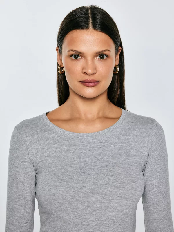 Bluzka damska z długim rękawem szara Classic 991