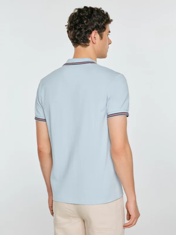 Koszulka męska polo z kontrastowym wykończeniem niebieska Polos 400