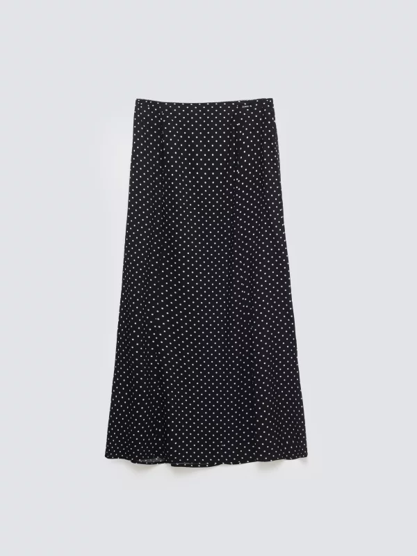 Spódnica damska midi z wiskozy w kropki czarna Carolla 906