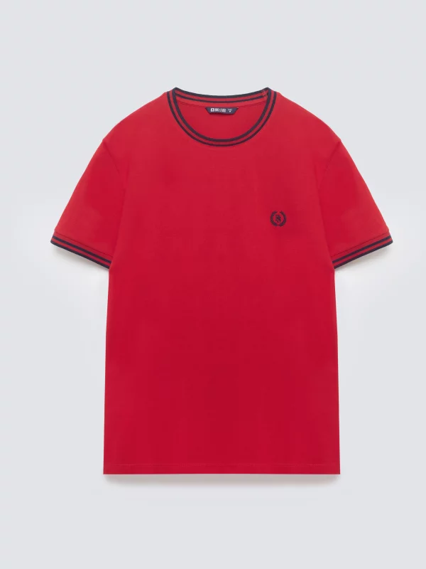 Koszulka męska z kontrastowym wykończeniem czerwona Polias 603