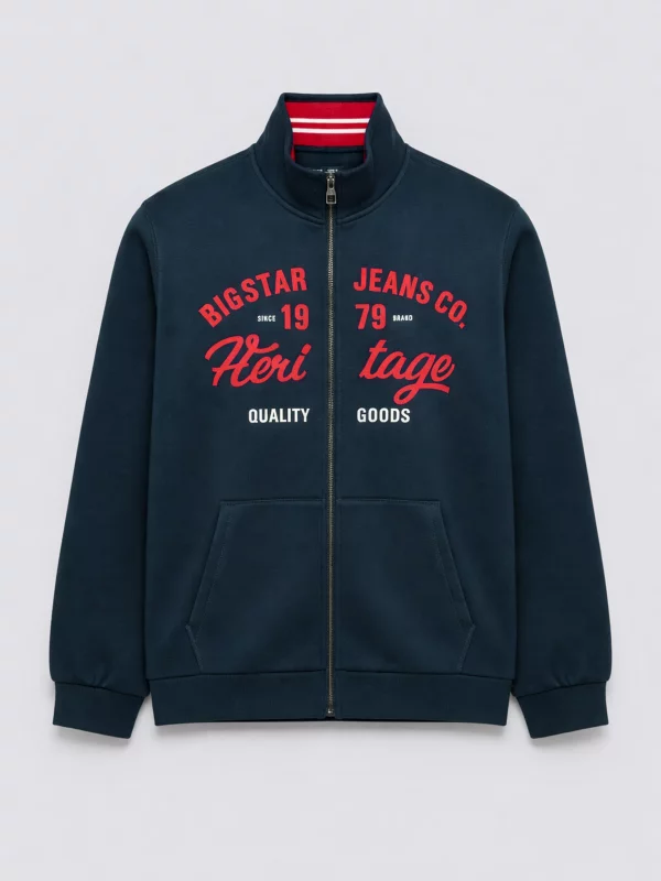 Bluza męska rozpinana z dużą aplikacją granatowa Shon 403