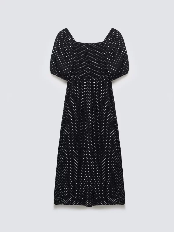 Sukienka damska midi z wiskozy w kropki czarna Sotini 906