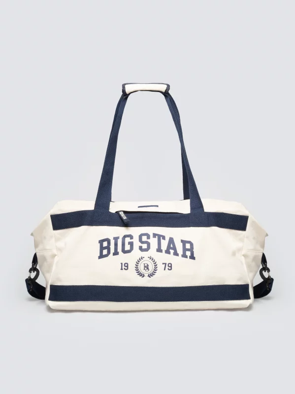 Torba bawełniana z kontrastowymi taśmami perłowa Ivy 103