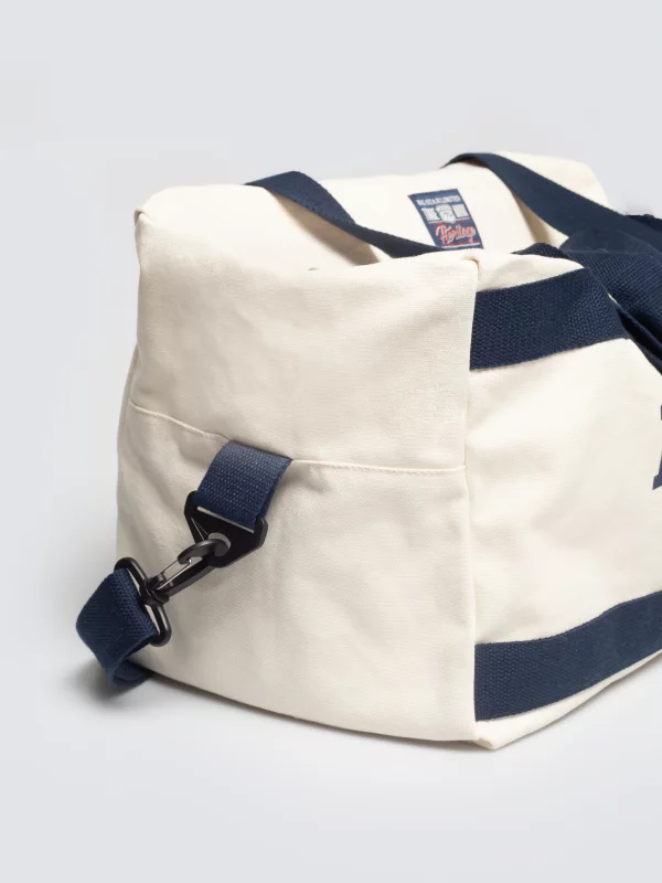 Torba bawełniana z kontrastowymi taśmami perłowa Ivy 103