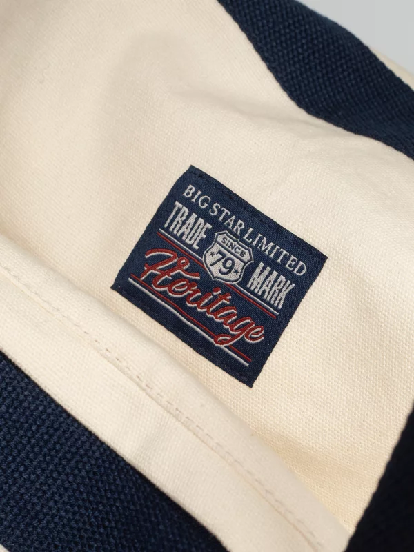 Torba bawełniana z kontrastowymi taśmami perłowa Ivy 103