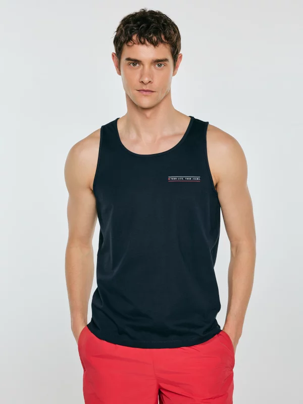 Koszulka męska bez rękawów granatowa Soner 403