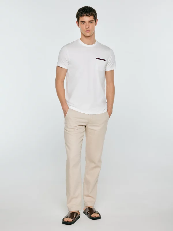 Koszulka męska z kieszonką biała Toms 100