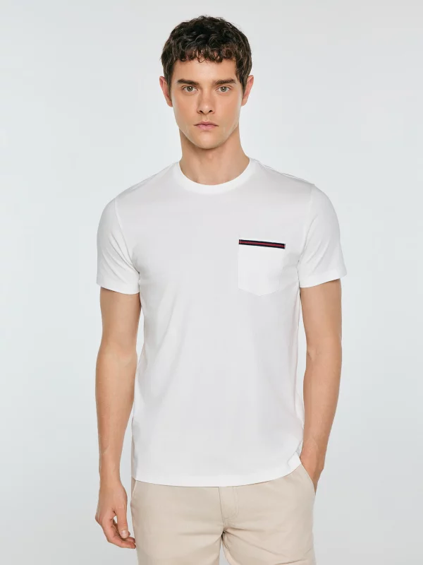 Koszulka męska z kieszonką biała Toms 100
