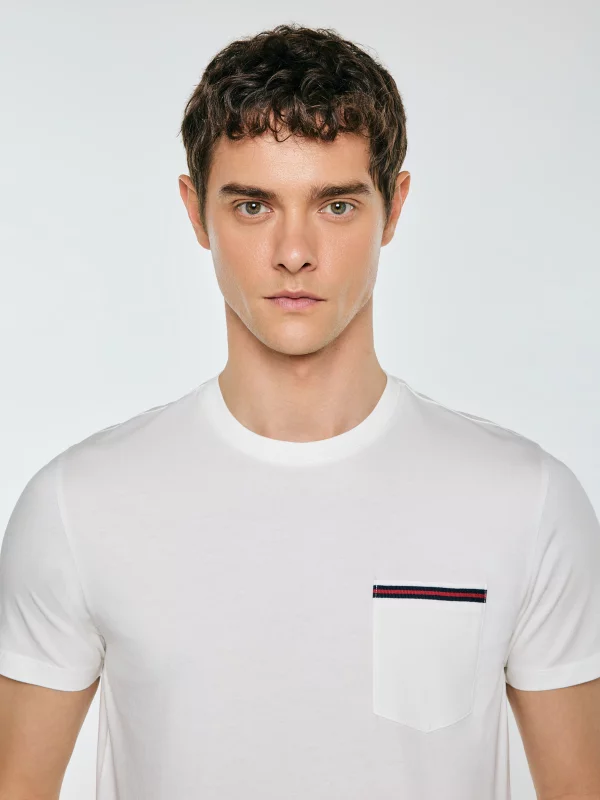 Koszulka męska z kieszonką biała Toms 100