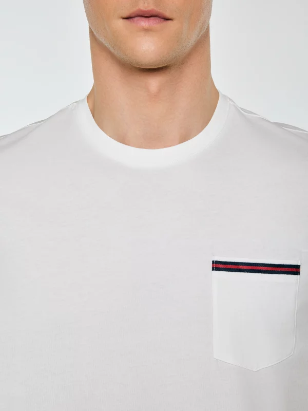 Koszulka męska z kieszonką biała Toms 100