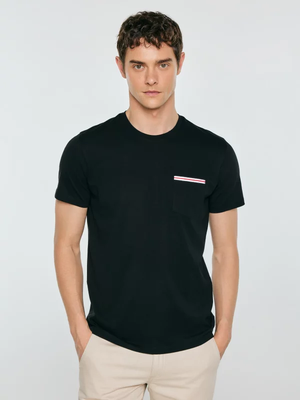 Koszulka męska z kieszonką czarna Toms 906