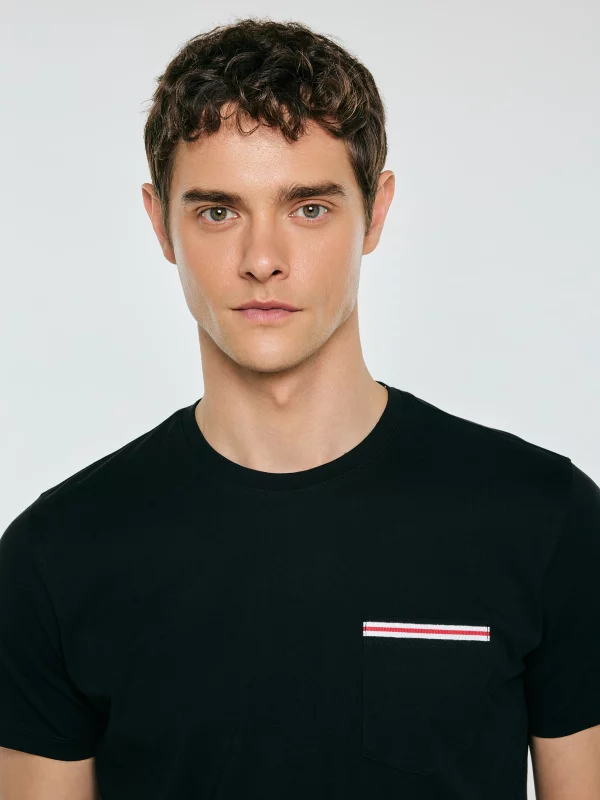 Koszulka męska z kieszonką czarna Toms 906