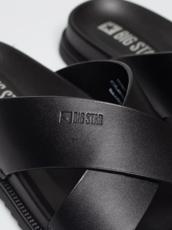 Klapki męskie skórzane czarne TT174217 906