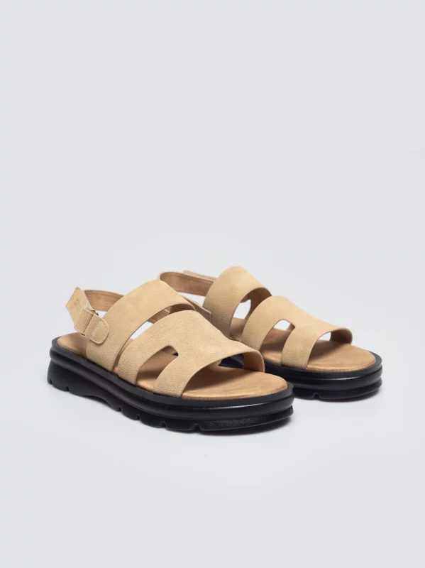 Sandały damskie skórzane beżowe TT274482 801