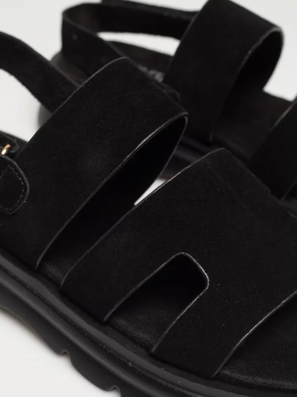 Sandały damskie ze skóry naturalnej zamszowej czarne TT274484 906