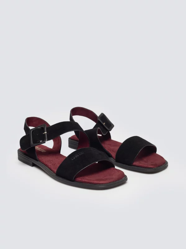 Sandały damskie skórzane czarne TT274490 906