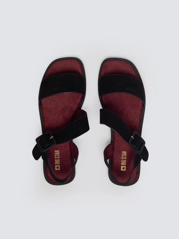 Sandały damskie skórzane czarne TT274490 906