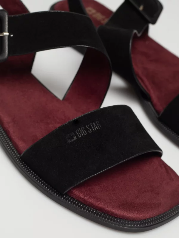 Sandały damskie skórzane czarne TT274490 906