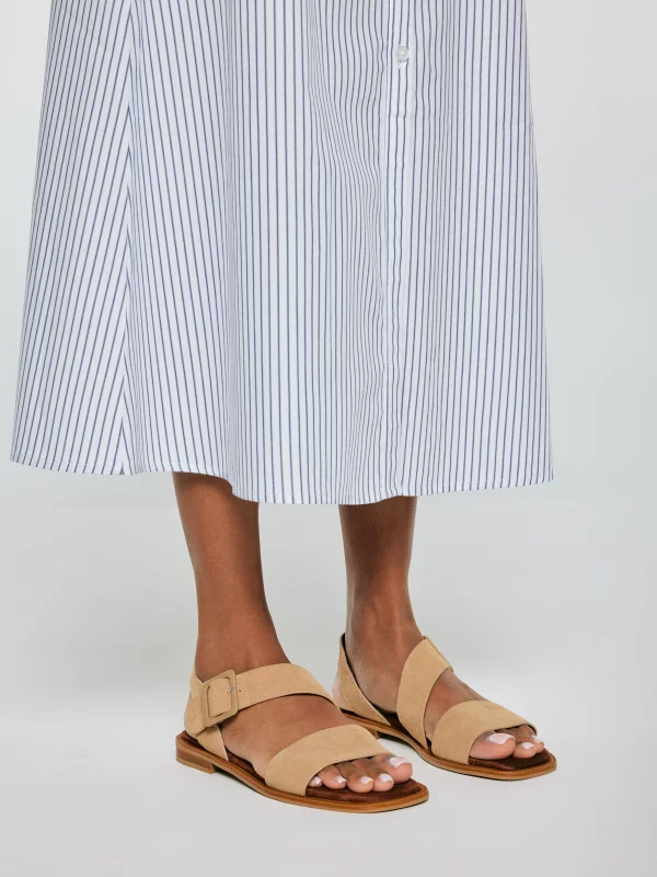 Sandały damskie ze skóry naturalnej zamszowej beżowe TT274491 801