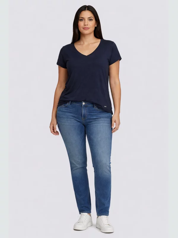 Koszulka damska o luźnym kroju granatowa Valeria 403