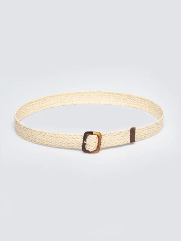 Pasek damski pleciony kremowy Piel 102