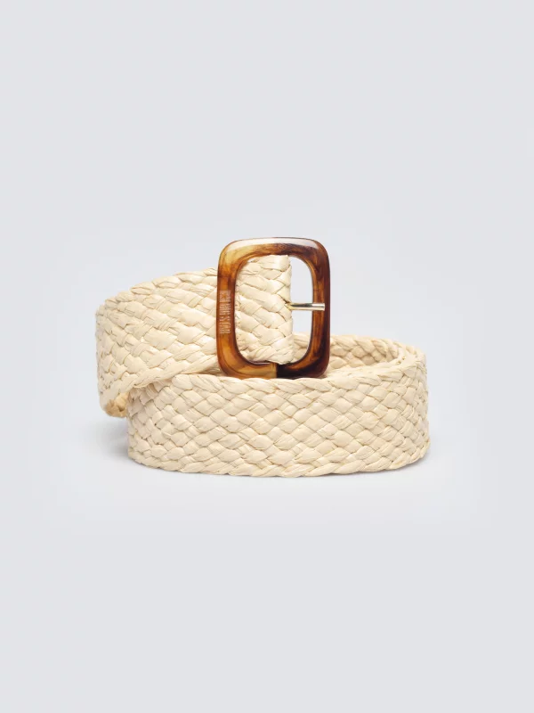 Pasek damski pleciony kremowy Piel 102