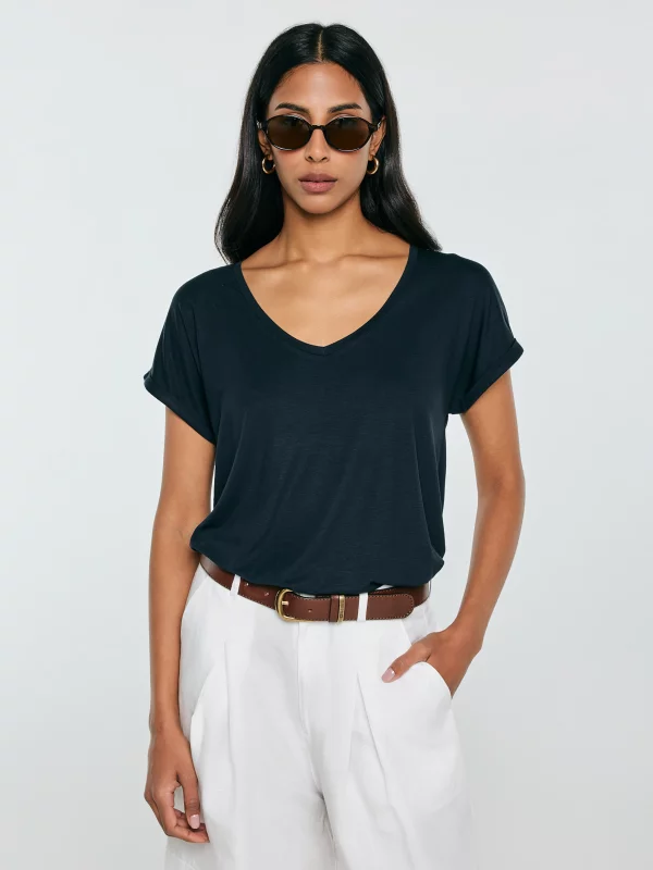 Koszulka damska o luźnym kroju granatowa Valeria 403