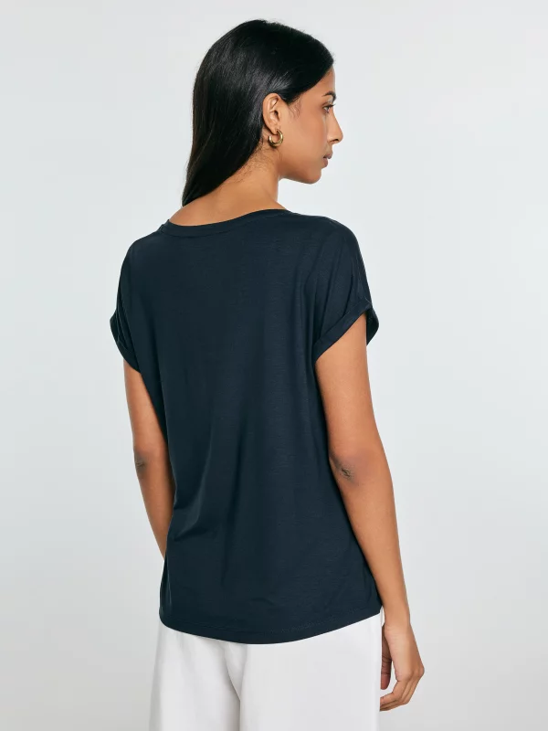 Koszulka damska o luźnym kroju granatowa Valeria 403