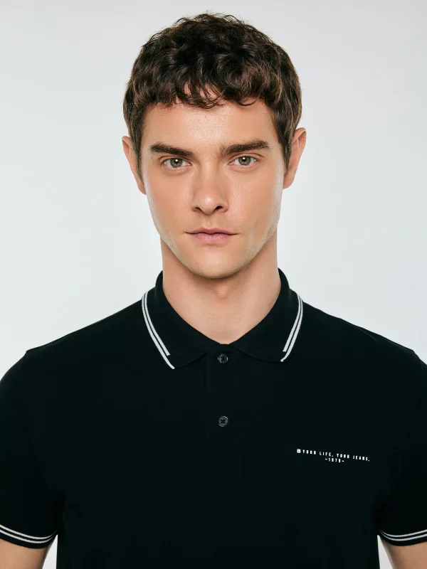 Koszulka męska polo czarna Wladym 906