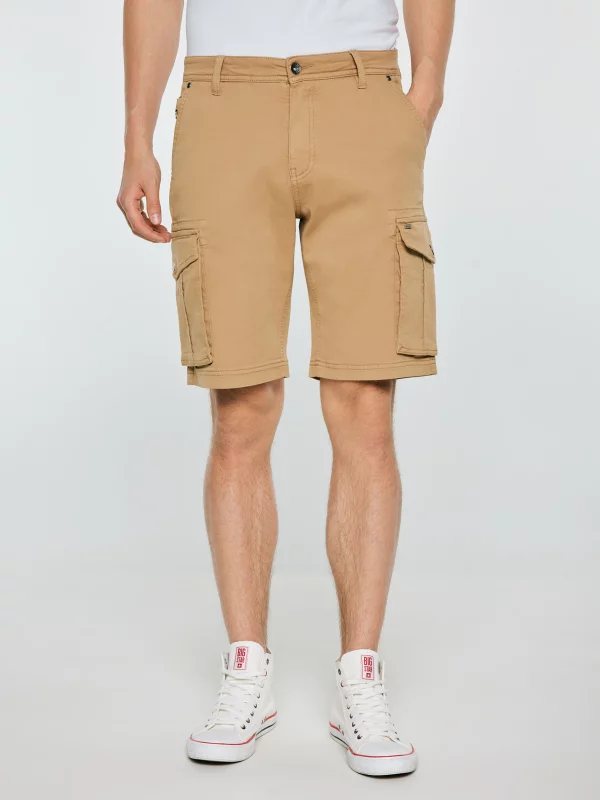Szorty męskie z kieszeniami cargo beżowe Morrise 801