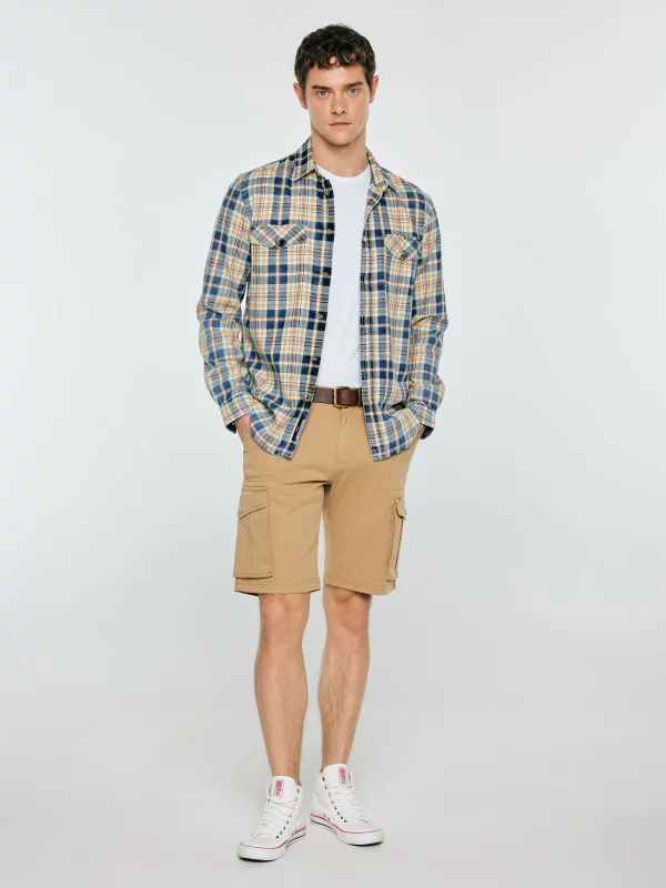 Szorty męskie z kieszeniami cargo beżowe Morrise 801