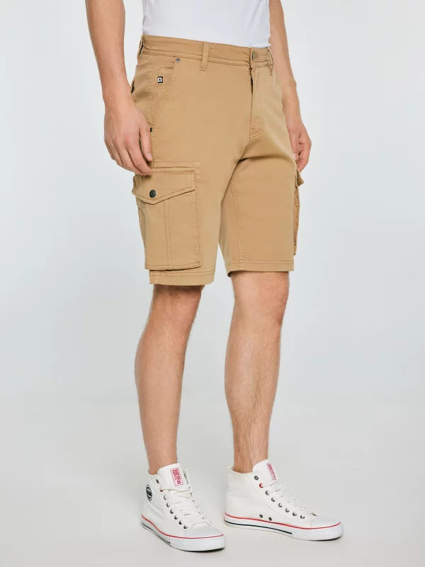Szorty męskie z kieszeniami cargo beżowe Morrise 801