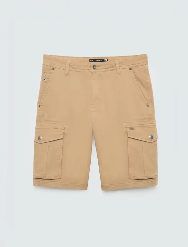 Szorty męskie z kieszeniami cargo beżowe Morrise 801