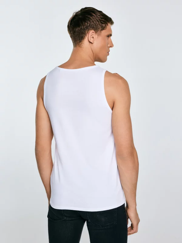 Koszulka męska slim bez rękawów biała Dero 101