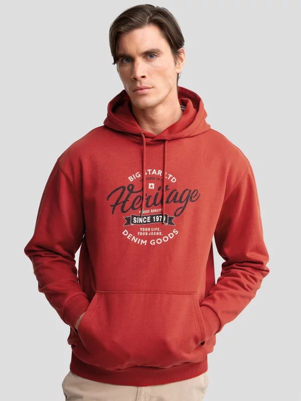 Bluza męska z kapturem z nadrukiem ceglasta Herity 704
