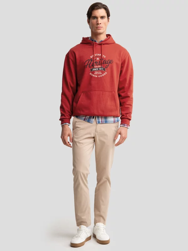 Bluza męska z kapturem z nadrukiem ceglasta Herity 704