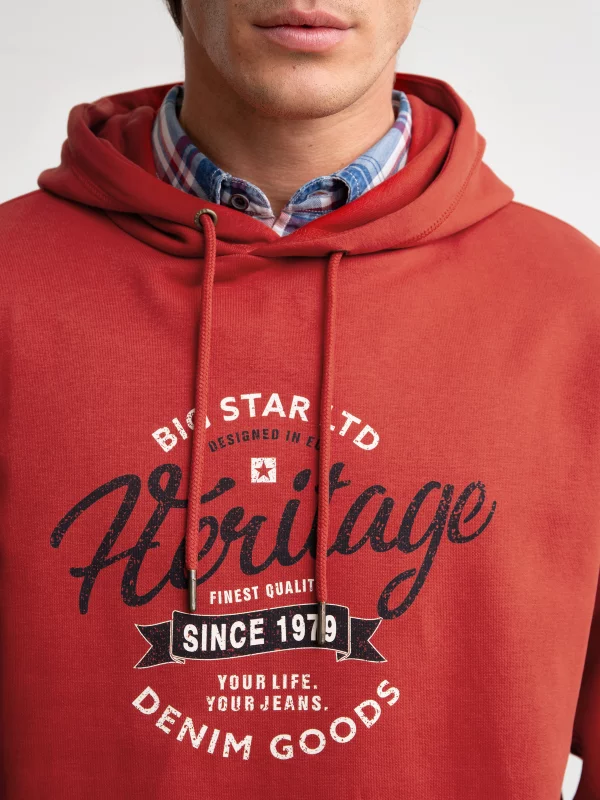 Bluza męska z kapturem z nadrukiem ceglasta Herity 704