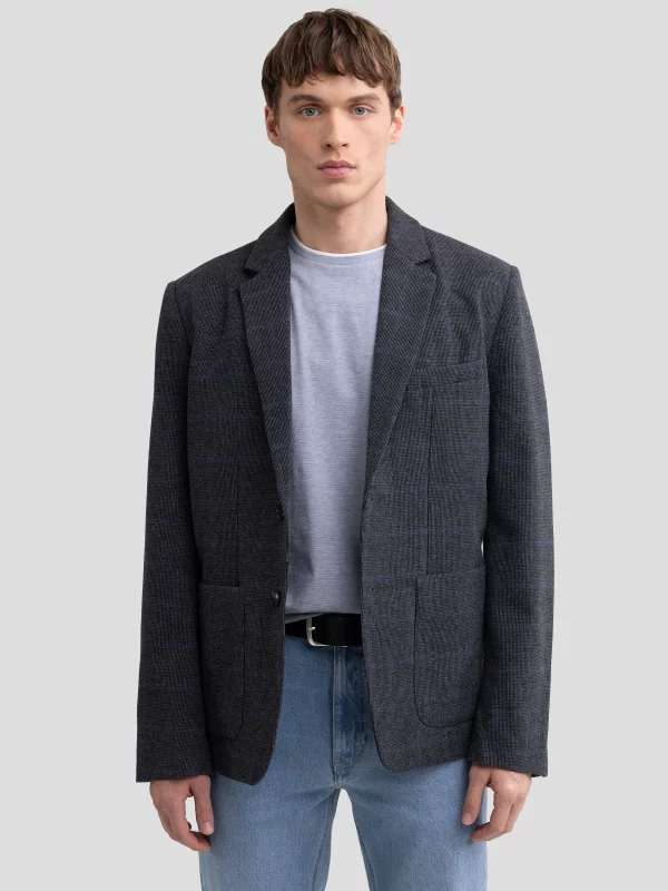 Marynarka męska w kratę z dodatkiem wełny szara Joseef 902