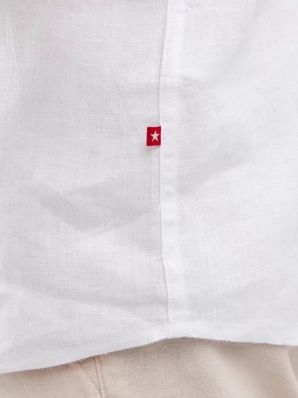 Lniana koszula męska slim z krótkim rękawem biała Liners 101