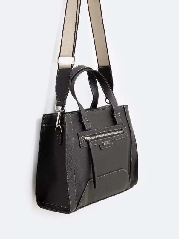 Torebka damska do ręki z dodatkowym paskiem czarna Marana 906