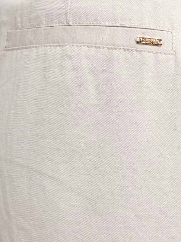 Szorty damskie luźne z dodatkiem lnu beżowe Maryliani 800