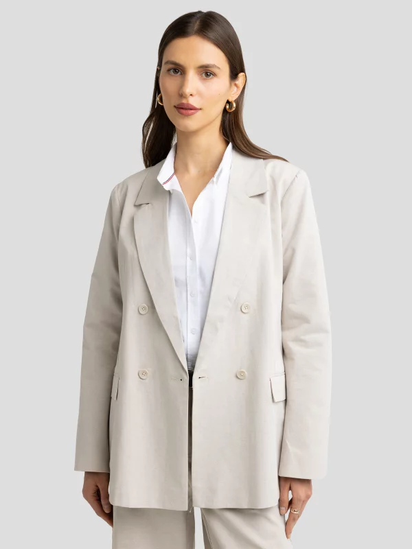 Marynarka damska z dodatkiem lnu beżowa Marylia 800