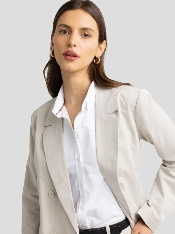 Marynarka damska z dodatkiem lnu beżowa Marylia 800