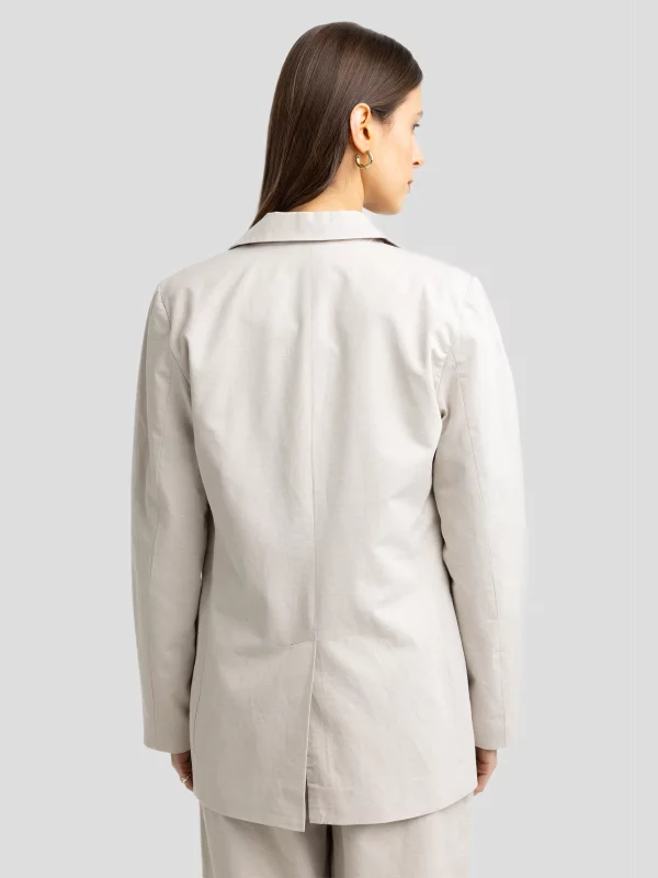 Marynarka damska z dodatkiem lnu beżowa Marylia 800